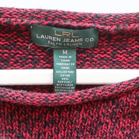 Ralph Lauren Jeans Burgundy & Black Boat Neck Long Sleeve Pullover Sweater Sz. M - Picture 7 of 16